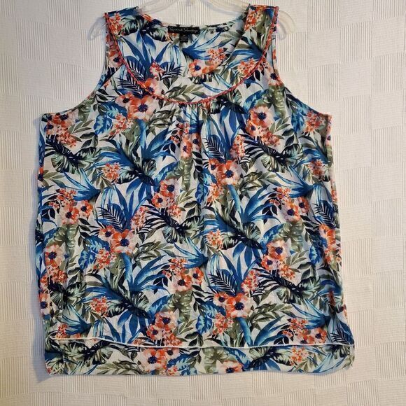 French Laundry Top Plus Womens 3X Tropical floral sleeveless Lightweight Beachy - Picture 2 of 11